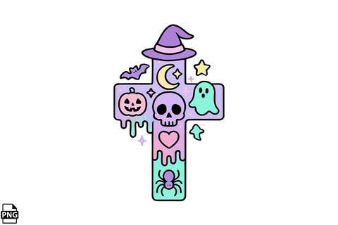 Halloween Pastel Goth Cross PNG Clipart Bundle Printable File Sublimation Creativedesigntee 