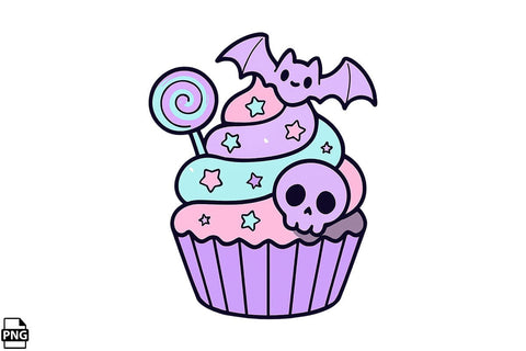 Halloween Pastel Goth Cupcake PNG Clipart Bundle Printable File Sublimation Creativedesigntee 