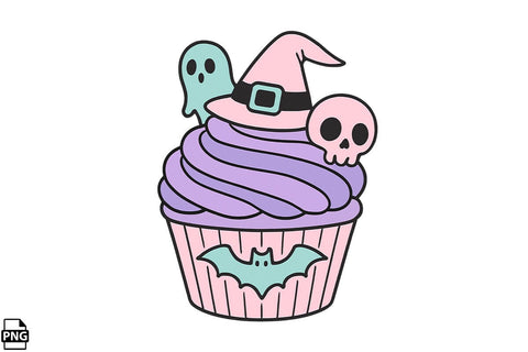 Halloween Pastel Goth Cupcake PNG Clipart Bundle Printable File Sublimation Creativedesigntee 