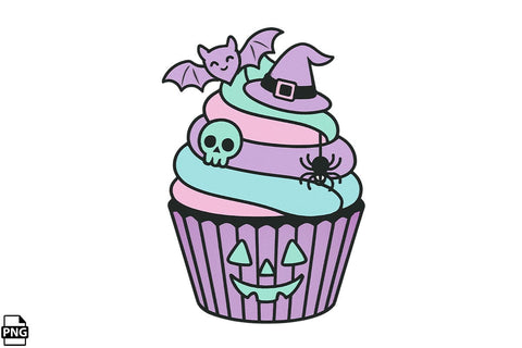 Halloween Pastel Goth Cupcake PNG Clipart Bundle Printable File Sublimation Creativedesigntee 