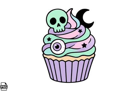 Halloween Pastel Goth Cupcake PNG Clipart Bundle Printable File Sublimation Creativedesigntee 