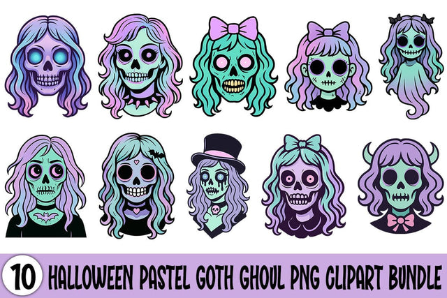 Halloween Pastel Goth Ghoul PNG Clipart Bundle Printable File Sublimation Creativedesigntee 