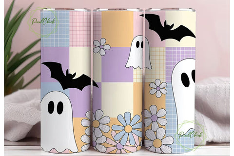 Halloween Pastel Quilt Floral Tumbler Sublimation PixelChick 