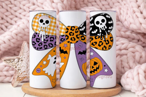 Halloween Patchwork Bow 20oz Tumbler Sublimation DesignSVG 