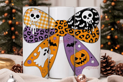 Halloween Patchwork Bow 20oz Tumbler Sublimation DesignSVG 