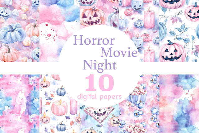 Halloween Pattern | Horror Movie Night Papers Digital Pattern GlamArtZhanna 