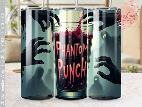 Halloween Phantom Punch Tumbler Wrap PNG Sublimation Luvleigh Digitals 
