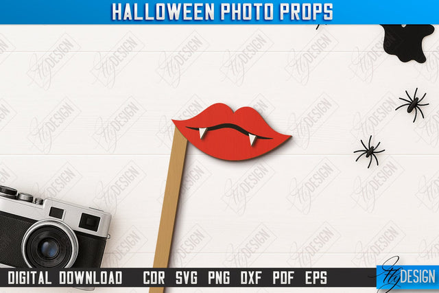 Halloween Photo Booth Props Laser Cut Design, Party Accessory SVG, Halloween Quotes SVG, Halloween Ornaments, Party Decorations, Halloween Bash, Photo Sticks SVG Fly Design 