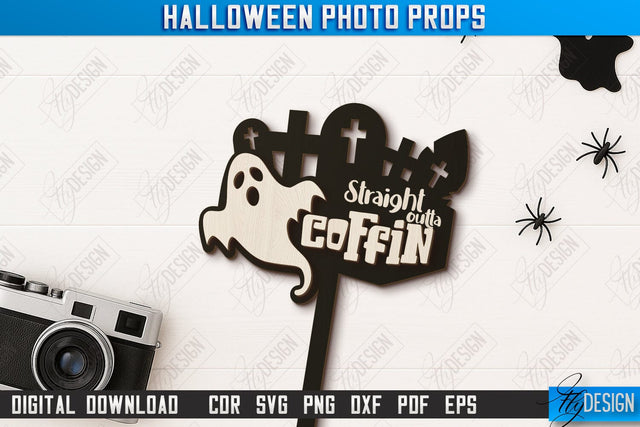 Halloween Photo Booth Props Laser Cut Design, Party Accessory SVG, Halloween Quotes SVG, Halloween Ornaments, Party Decorations, Halloween Bash, Photo Sticks SVG Fly Design 