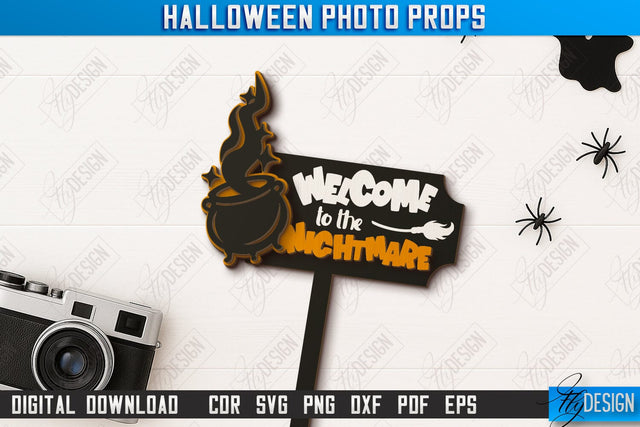 Halloween Photo Booth Props Laser Cut Design, Party Accessory SVG, Halloween Quotes SVG, Halloween Ornaments, Party Decorations, Halloween Bash, Photo Sticks SVG Fly Design 