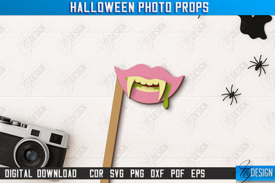 Halloween Photo Booth Props Laser Cut Design, Party Accessory SVG, Halloween Quotes SVG, Halloween Ornaments, Party Decorations, Halloween Bash, Photo Sticks SVG Fly Design 