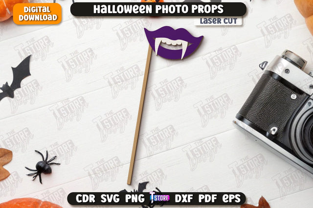 Halloween Photo Booth Props Laser Cut | Party Glasses | Holiday | CNC File SVG The T Store Design 