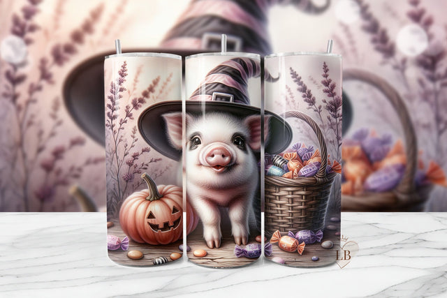 Halloween Pig Tumbler Wrap Sublimation Design Sublimation BijouBay 
