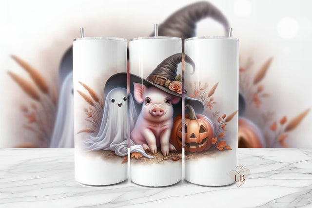 Halloween Pig Tumbler Wrap Sublimation Design Sublimation BijouBay 