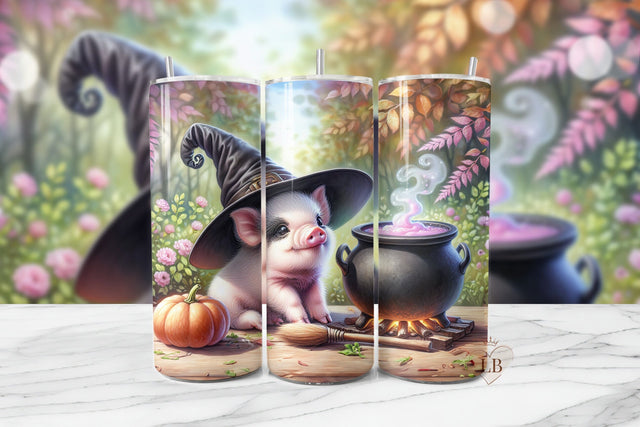 Halloween Pig Witch Tumbler Wrap Sublimation BijouBay 