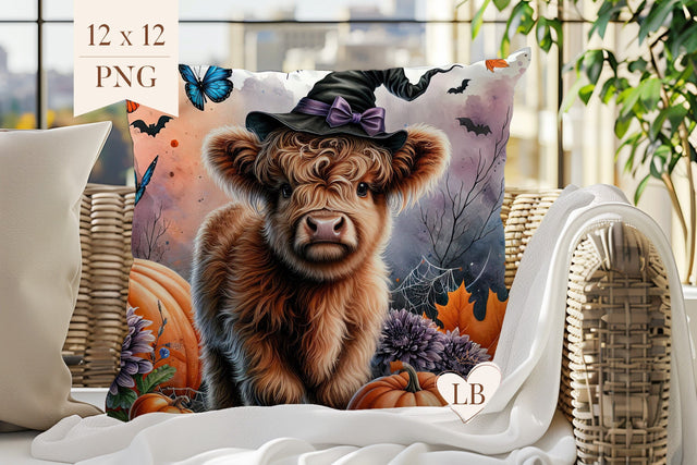 Halloween Pillow Sublimation - Cute Cow Pillow Cover PNG Sublimation BijouBay 