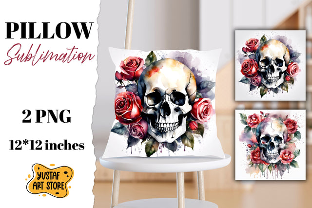 Halloween pillow sublimation. Skull design 2 PNG Sublimation Yustaf Art Store 