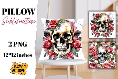 Halloween pillow sublimation. Skull design 2 PNG Sublimation Yustaf Art Store 