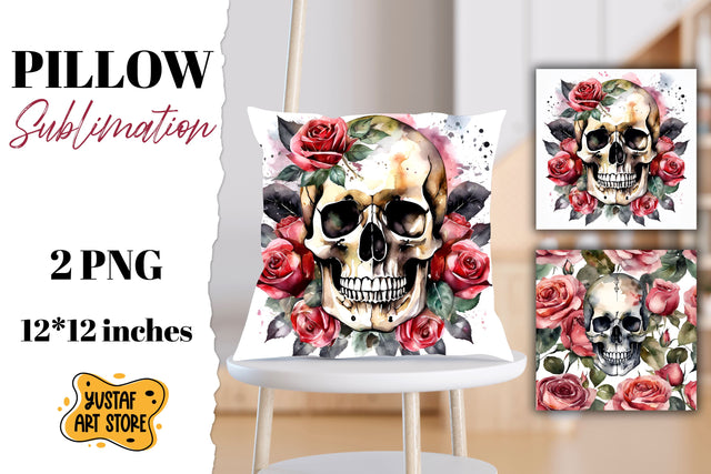 Halloween pillow sublimation. Skull design 2 PNG Sublimation Yustaf Art Store 