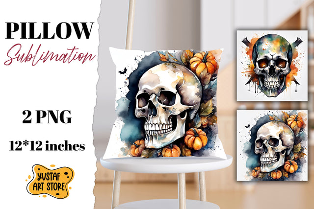 Halloween pillow sublimation. Skull design 2 PNG Sublimation Yustaf Art Store 