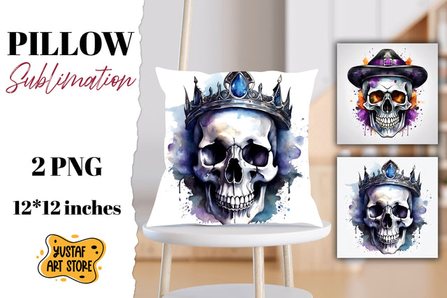 Halloween pillow sublimation. Skull design 2 PNG Sublimation Yustaf Art Store 