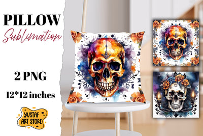 Halloween pillow sublimation. Skull design 2 PNG Sublimation Yustaf Art Store 