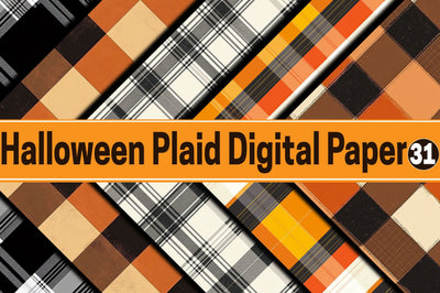 Halloween Plaid Digital Paper Digital Pattern SVGArt 