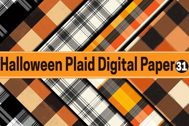 Halloween Plaid Digital Paper Digital Pattern SVGArt 