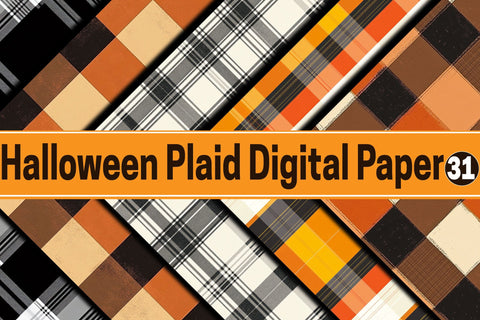 Halloween Plaid Digital Paper Digital Pattern SVGArt 