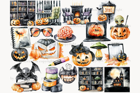 Halloween Planner Clipart | Spooky Fall Autumn Planner Girl SVG GlamArtZhanna 
