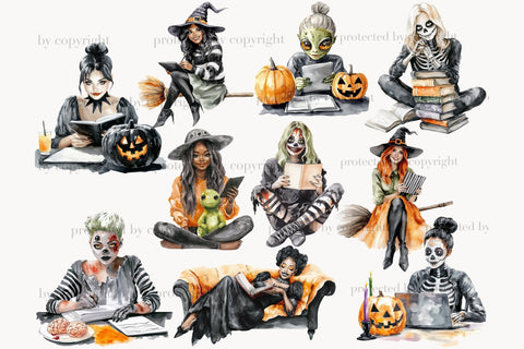 Halloween Planner Clipart | Spooky Fall Autumn Planner Girl SVG GlamArtZhanna 