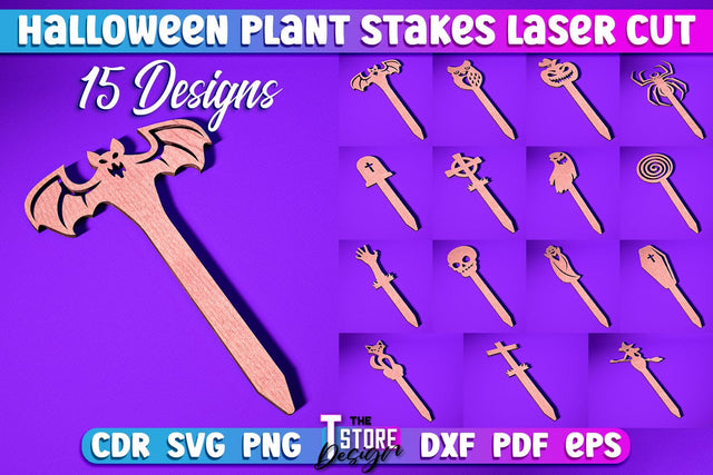 Halloween Plant Stakes Bundle | Garden Stake Sign | Plant Marker | Lawn Stake | CNC File SVG The T Store Design 