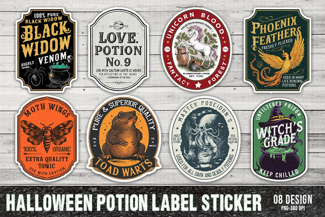 Halloween Potion Label Sticker Bundle SVG FiveStarCrafting 