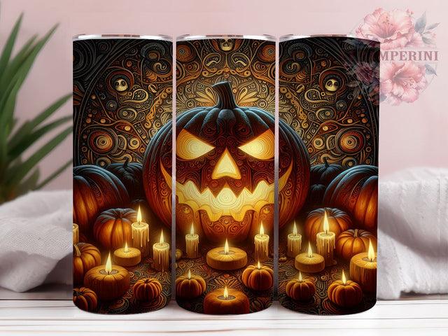 Halloween Pumkins 20oz Tumbler Wrap PNG, Spooky Fall Tumbler Png, Straight & Tapered Tumbler Wrap, Instant Digital Download Sublimation Li Zamperini 