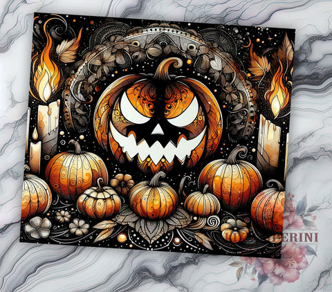 Halloween Pumkins 20oz Tumbler Wrap PNG, Spooky Fall Tumbler Png, Straight & Tapered Tumbler Wrap, Instant Digital Download Sublimation Li Zamperini 