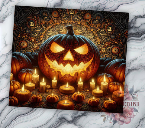 Halloween Pumkins 20oz Tumbler Wrap PNG, Spooky Fall Tumbler Png, Straight & Tapered Tumbler Wrap, Instant Digital Download Sublimation Li Zamperini 