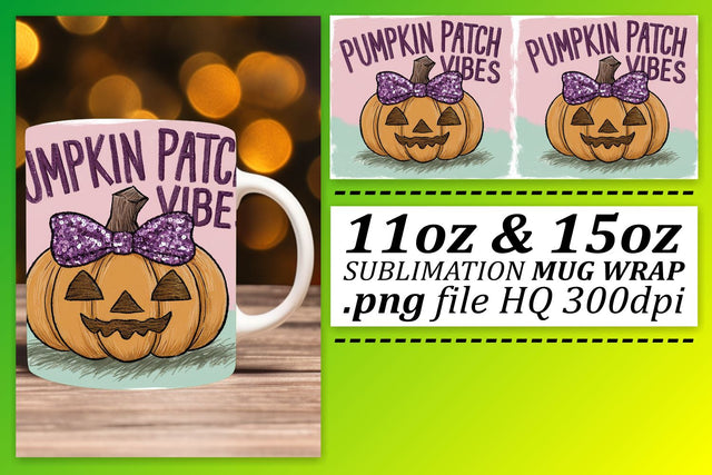 Halloween Pumpkin 11oz/15oz Mug Wrap Sublimation Fall Art Sublimation afrosvg 