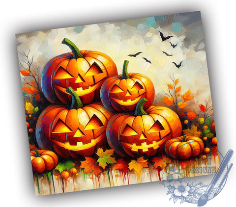 Halloween Pumpkin 20oz Skinny Tumbler, Spooky Tumbler Png, Straight & Tapered Tumbler Wrap, Instant Digital Download Sublimation ToriDesigns 