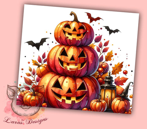 Halloween Pumpkin 20oz Tumbler Png, Straight & Tapered Tumbler Png, Spooky Tumbler Png, Digital Download PNG Sublimation Lara' s Designs 