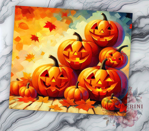 Halloween Pumpkin 20oz Tumbler Wrap PNG, Spooky Tumbler Png, Straight & Tapered Tumbler Wrap, Instant Digital Download Sublimation Li Zamperini 