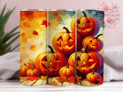 Halloween Pumpkin 20oz Tumbler Wrap PNG, Spooky Tumbler Png, Straight & Tapered Tumbler Wrap, Instant Digital Download Sublimation Li Zamperini 