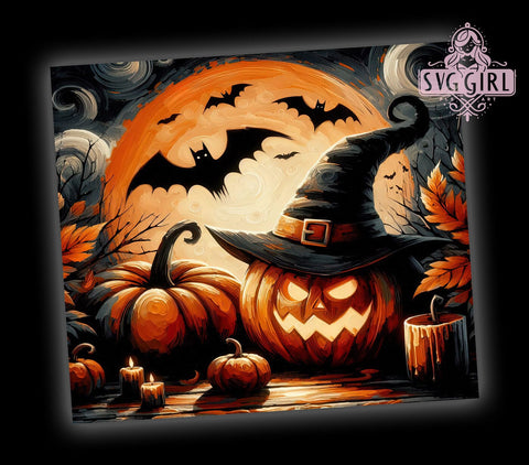 Halloween Pumpkin 20oz Tumbler Wrap Sublimation Design, Straight Tapered Tumbler Wrap, Pumpkin Bat Tumbler Png, Instant Digital Download Sublimation SvggirlplusArt 