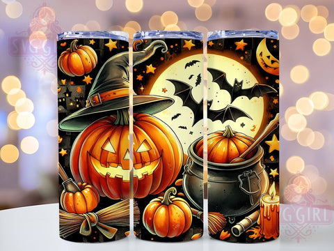 Halloween Pumpkin 20oz Tumbler Wrap Sublimation Design, Straight Tapered Tumbler Wrap, Pumpkin Bat Tumbler Png, Instant Digital Download Sublimation SvggirlplusArt 