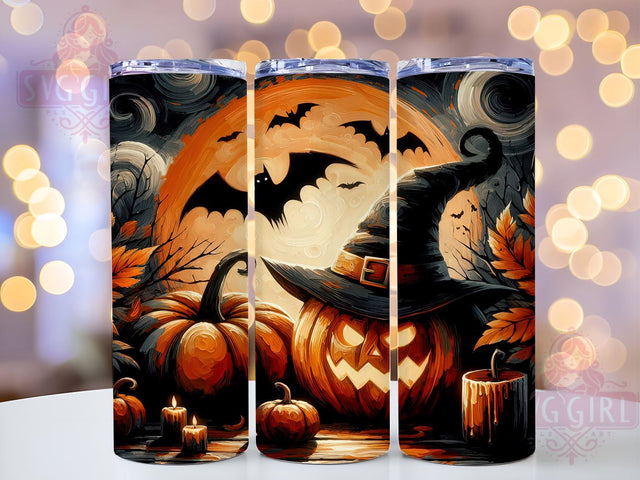 Halloween Pumpkin 20oz Tumbler Wrap Sublimation Design, Straight Tapered Tumbler Wrap, Pumpkin Bat Tumbler Png, Instant Digital Download Sublimation SvggirlplusArt 