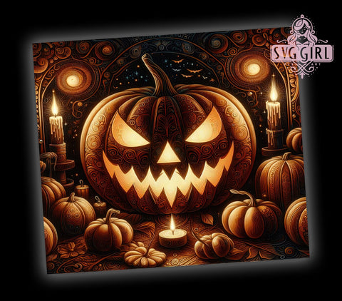 Halloween Pumpkin 20oz Tumbler Wrap Sublimation Design, Straight Tapered Tumbler Wrap, Spooky Halloween Tumbler Png, Instant Digital Download Sublimation SvggirlplusArt 