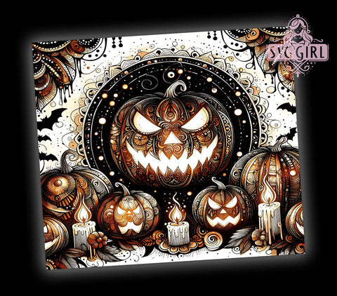 Halloween Pumpkin 20oz Tumbler Wrap Sublimation Design, Straight Tapered Tumbler Wrap, Spooky Halloween Tumbler Png, Instant Digital Download Sublimation SvggirlplusArt 