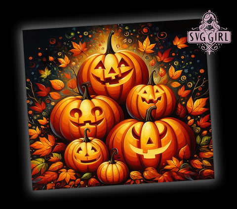 Halloween Pumpkin 20oz Tumbler Wrap Sublimation Design, Straight Tapered Tumbler Wrap, Spooky Vibes Tumbler Png, Instant Digital Download Sublimation SvggirlplusArt 
