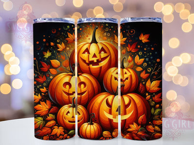 Halloween Pumpkin 20oz Tumbler Wrap Sublimation Design, Straight Tapered Tumbler Wrap, Spooky Vibes Tumbler Png, Instant Digital Download Sublimation SvggirlplusArt 