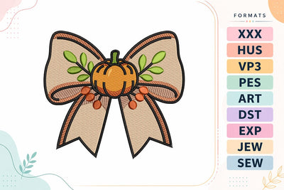 Halloween Pumpkin Bow Embroidery Design Embroidery/Applique DESIGNS sg embroidery 
