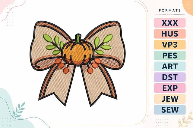 Halloween Pumpkin Bow Embroidery Design Embroidery/Applique DESIGNS sg embroidery 